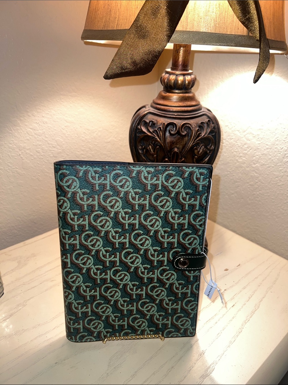 Coach Teal and Brown Signature Monogram Journal
